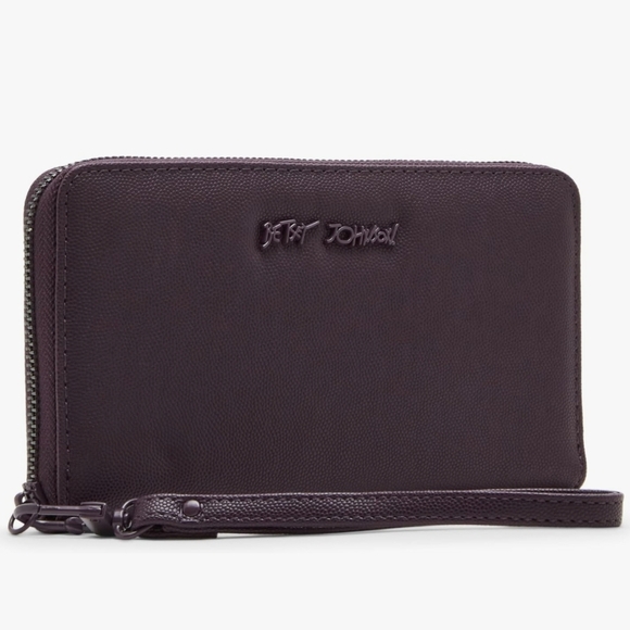 💜🔹️ Betsey Johnson Xozipp Zip Around Wristlet Midnight Plum Purple Wallet ✨️💜 - Picture 1 of 4